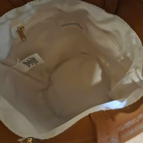 Universal Thread - NEW Striped Canvas Bucket Satchel / Crossbody Vegan Leather - Picture 6 of 11